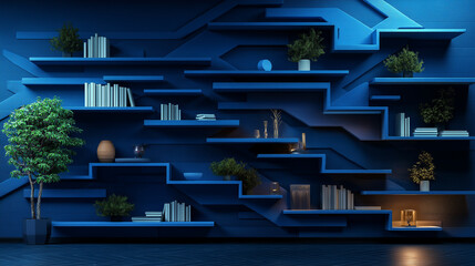 A Comfortable Virtual Background for a Contemporary Blue Home Office