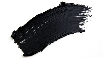 Black brush stroke of oil paint isolated on white background. Hand drawing brush line. Colorful...