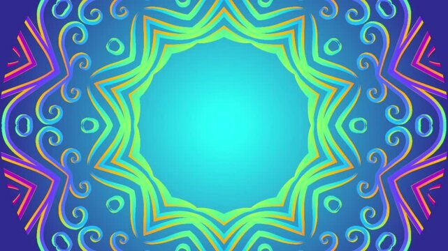 caleidoscope classic gradient circle flower art pattern of traditional tenun batik ethnic dayak ornament for animation ads	