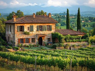 Fototapeta premium In the early morning light, Val d'Orcia in Tuscany presents its tranquil and splendid landscape