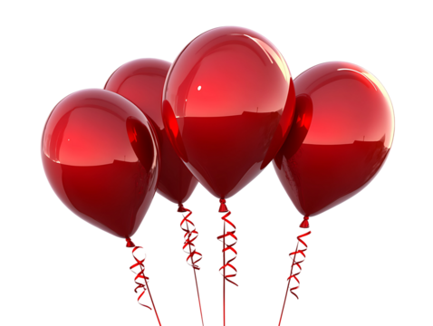 Party balloons red  on transparent background