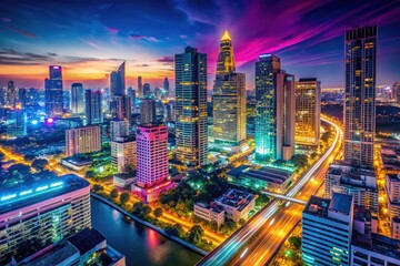 Fototapeta premium Bangkok Skyline 8 November 2017: Conceptual Cityscape Photography