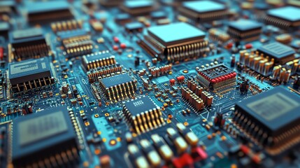 Obraz premium Employees are assembling finished microchips into consumer electronic devices.