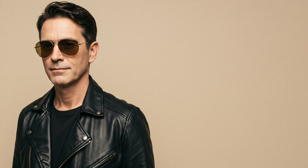 Fototapeta premium Man Leather Jacket Shades