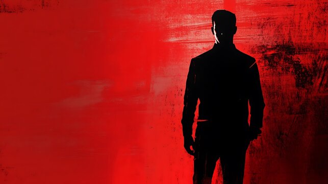 Silhouettes on a bold red background, emphasizing insider threat detection, highlighting a suspect f