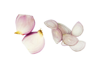 sliced shallots isolated