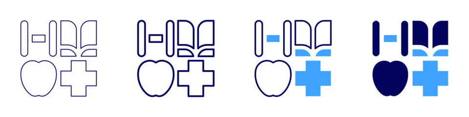 Lifestyle icon in 4 different styles. Thin Line, Line, Bold, and Bold Line. Duotone style. Editable stroke