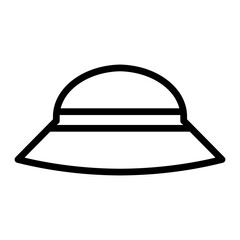 WideBrimmed Hat Vector Line Icon Design