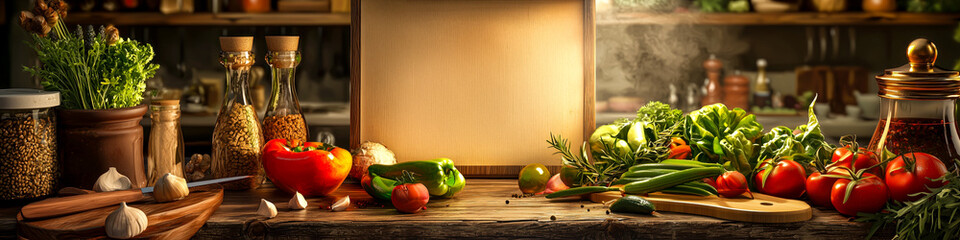 Fresh vegetables and herbs ready for cooking.