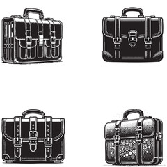 Business Briefcase Silhouette on White Background


