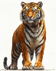 Fototapeta premium Tiger with Vibrant Orange and Black Stripes Majestic Animal in Natural Habitat