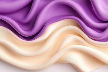 Fototapeta premium Wavy fabric in purple and cream colors.