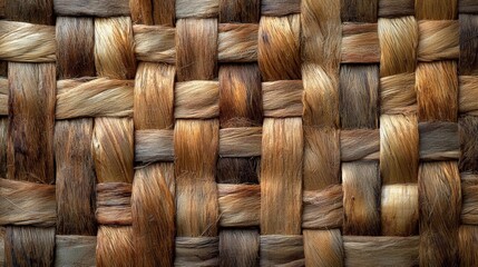 Obraz premium Hand-Braided Reeds in Symmetrical Pattern. Generative AI