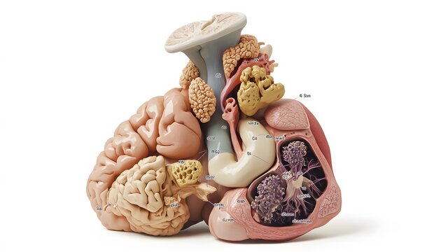 Anatomical Model Showing Brain and Related Structures