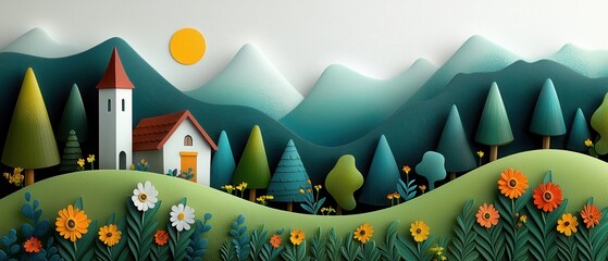 Serene Rural Village Scenes at Golden Sunset Moments Capturing Peaceful Atmosphere Over Rolling Hills and Quaint Country Homes Under Warm Evening Light