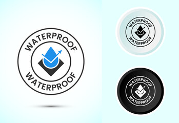 Waterproof icon design illustration, water resistant sign symbol, liquid proof protection