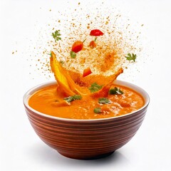 samber in a bowl masala splash on white background