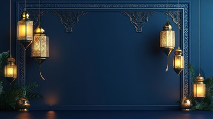 Elegant Ramadan Lanterns: Festive Blue Moroccan Decor