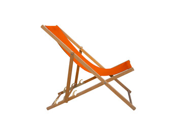 wooden deck chair isolated on a white background