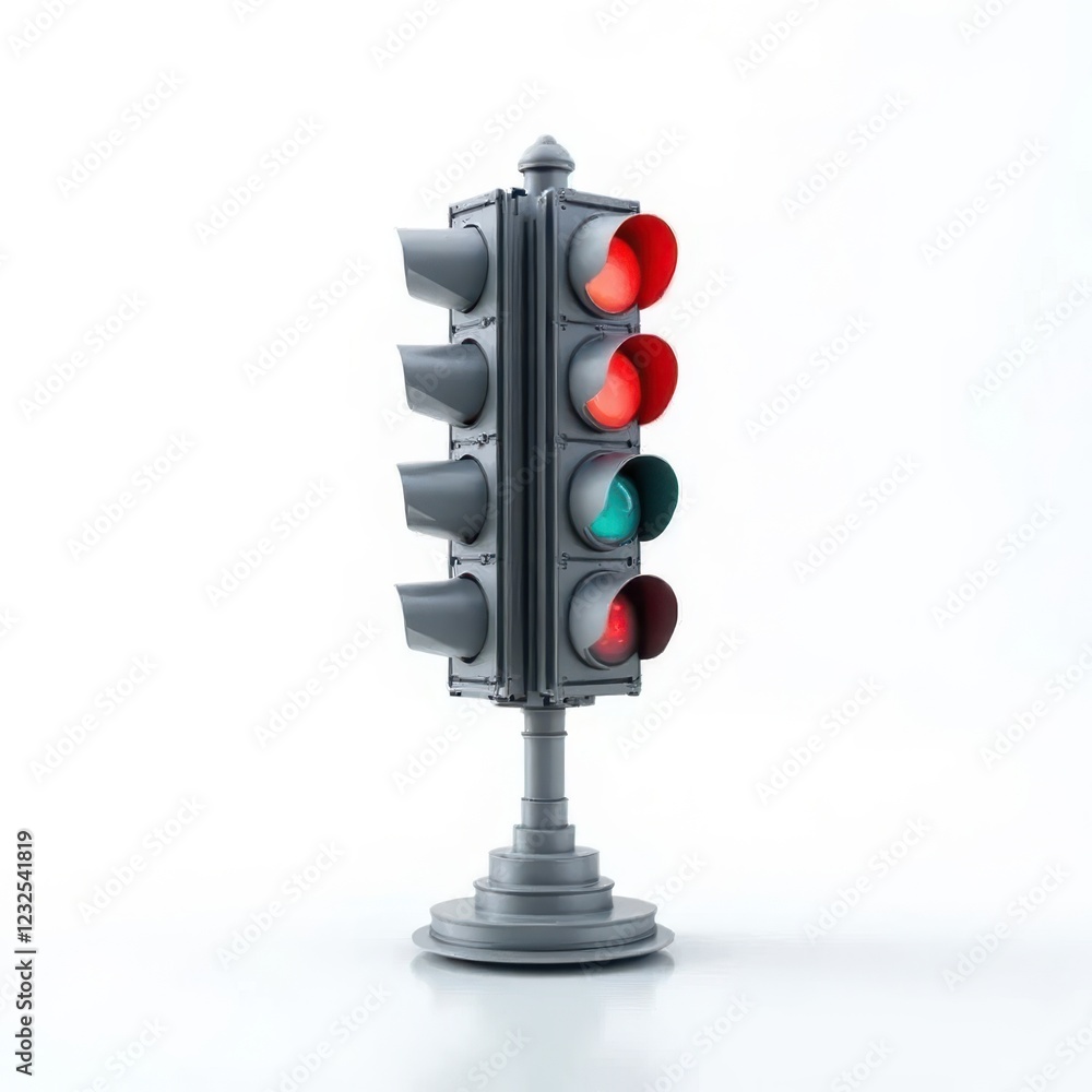 Poster ai-controlled smart traffic light optimizing urban traffic management isolated on white background s