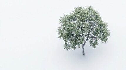 Obraz premium Lone tree, foggy field, minimalist, nature, website background
