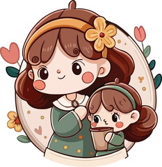 Mother's day girl with Mom heart.