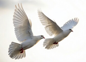 Graceful White Doves in Flight - Long Exposure Photography