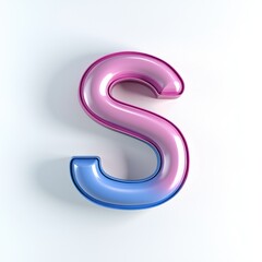 Glossy Pink and Blue 3D Letter S Alphabet Design Element for Branding