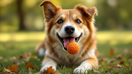 A dog with a delighted mood with its mouth open against a white background.