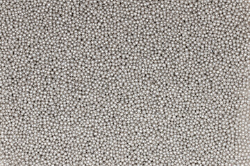 Elegant Silver Sugar Pearls Texture Background - Metallic Decorative Sprinkles Pattern for Modern Cake Decorating and Wedding Desserts - Macro Food Photography