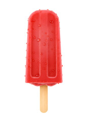 A vibrant red Popsicle ice cream, isolated on a transparent background