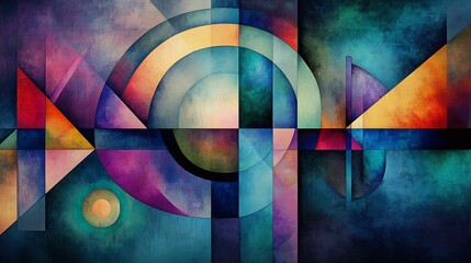 Abstract Geometric Painting Vivid Colors Soft Light. AI Generated