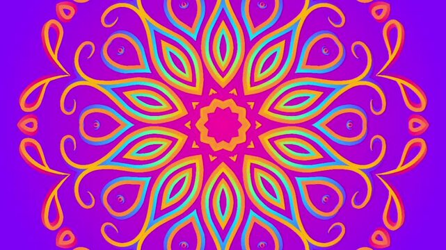 caleidoscope classic gradient circle flower art pattern of traditional tenun batik ethnic dayak ornament for animation ads	