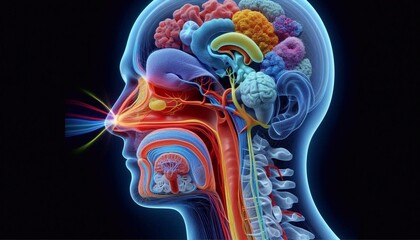3D visualization of nasal airflow, paranasal sinuses and respiratory system