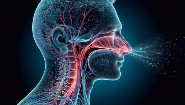3D visualization of nasal airflow, paranasal sinuses and respiratory system