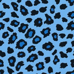 Obraz premium Blue and black leopard fur texture seamless repeating pattern 1