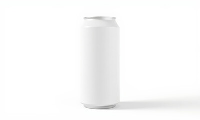 blank white can on light background, perfect for branding or mockup designs. Ideal for showcasing beverage concepts or packaging ideas