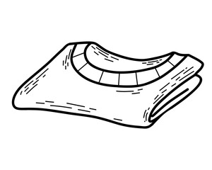 Rolled-Up T-Shirt. linear hand drawing of folded clothes on white background. Vector illustration