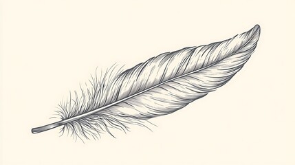 Detailed feather illustration, graphic design, elegant, single feather, high-quality