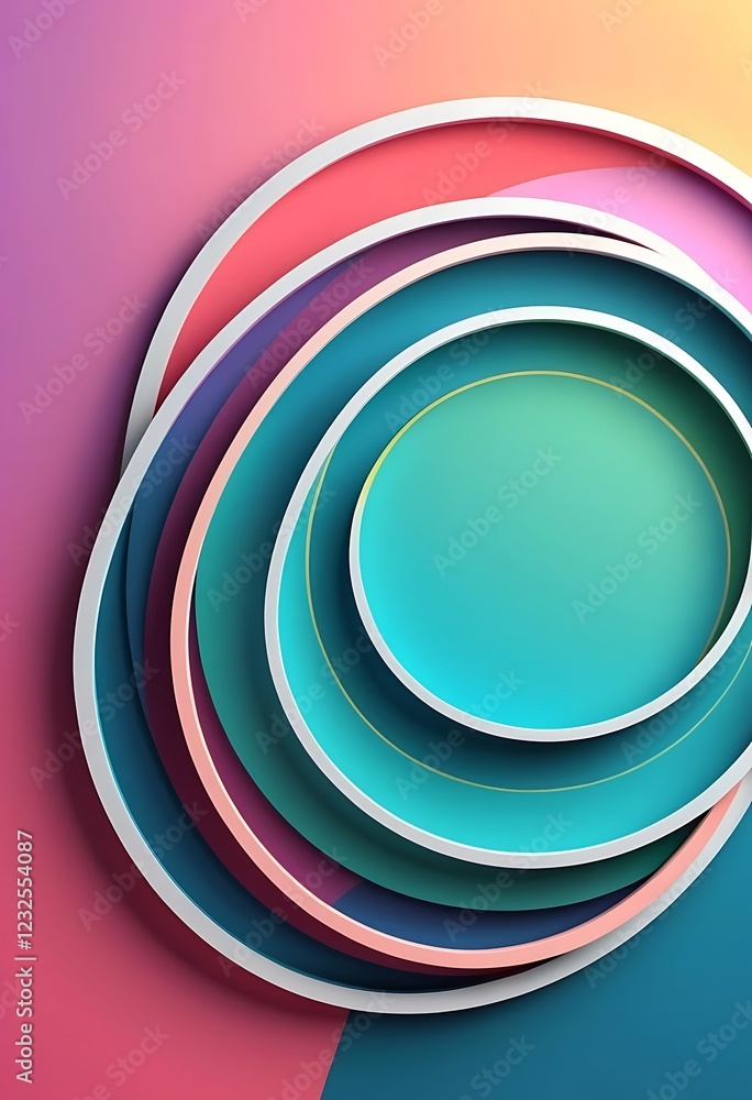 Poster abstract colorful overlapping circular design