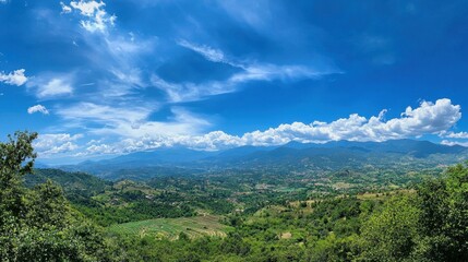 Breathtaking Scenic Landscape with Blue Sky and Green Valley Views