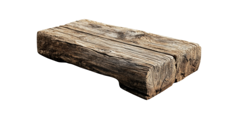 Old wooden log with weathered texture isolated on transparent background
