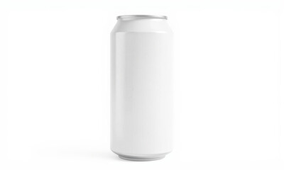 blank white can on white background, perfect for mockups and designs. Ideal for showcasing branding or product labels
