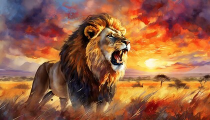 A Lion's Roar Echoes Through the Savannah