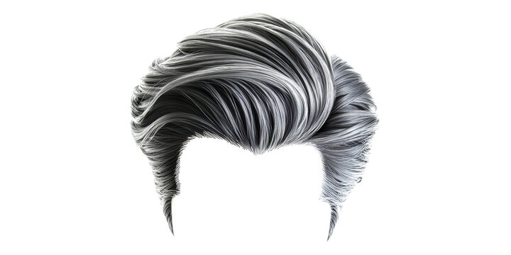 Gray hair wig with elegant swirls isolated on transparent background