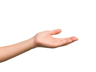 Closeup of outstretched human hand in studio, concept of reaching, helping, connecting, symbolic minimalist photography.