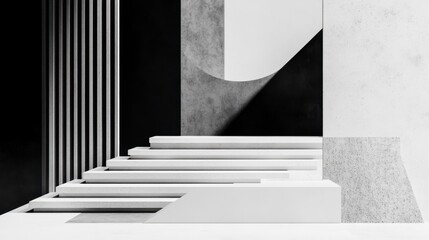 Fototapeta premium Bold geometric shapes in a minimalist composition, with contrasting black and white tones