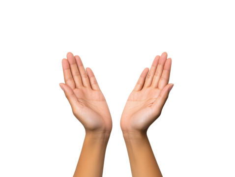 Reaching for the sky, two hands symbolizing hope, support, and connection two