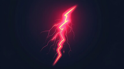 Abstract red lightning bolt graphic on dark background. Potential use digital art, website design, social media