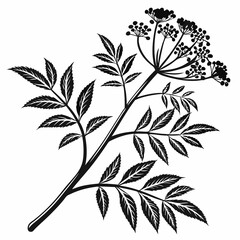 Bai sanicle vector silhouette black design white background